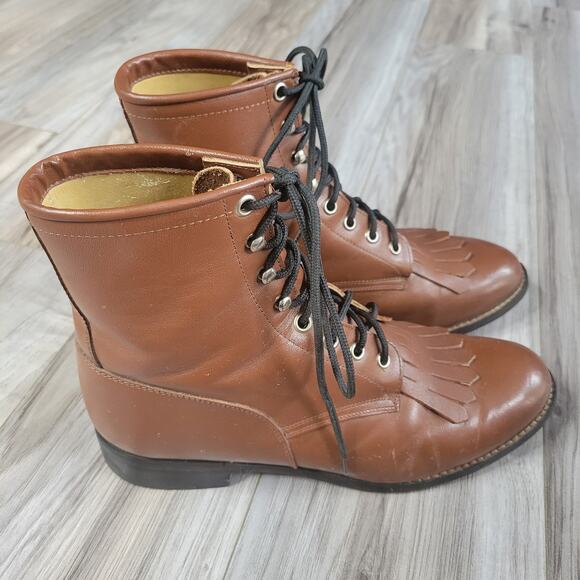 Vintage Brown Justin Ropers Style 500Y, size 6D - Picture 3 of 8
